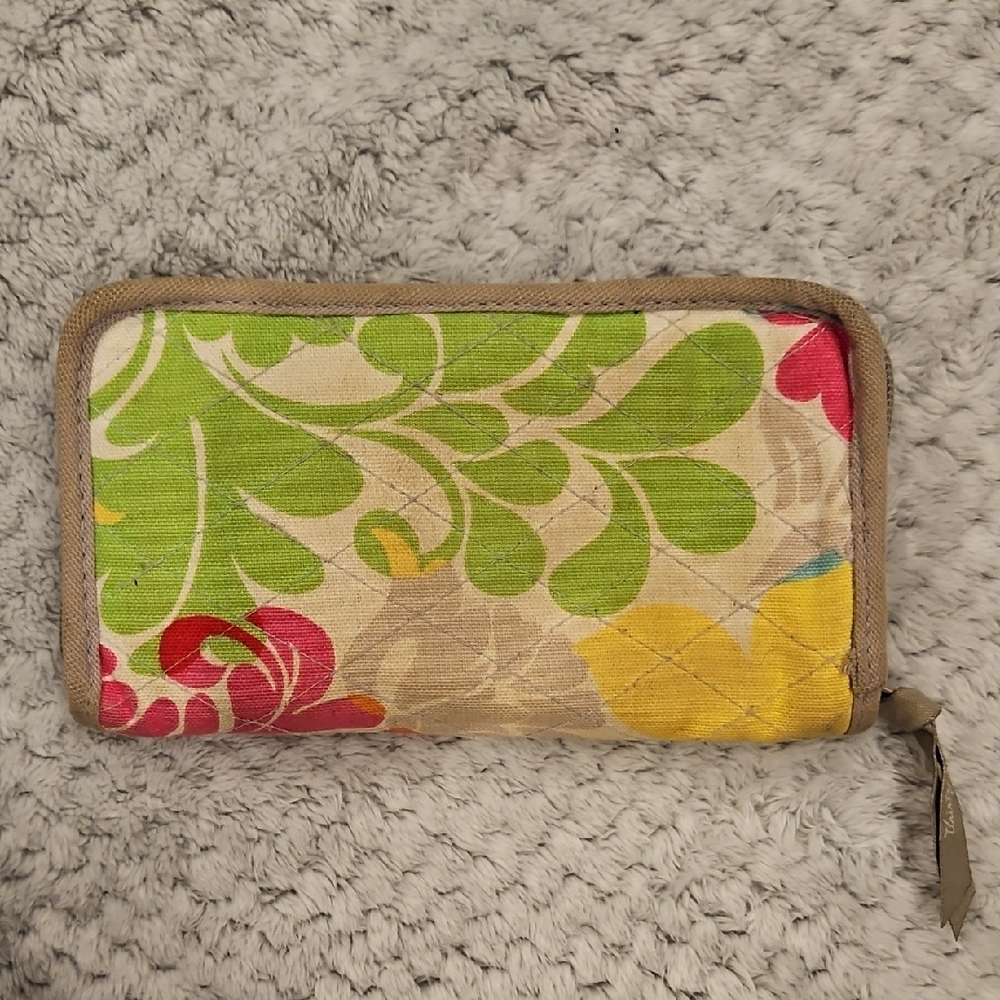 Thirty-One Floral Wallet - Green, Red, Yellow, Tan